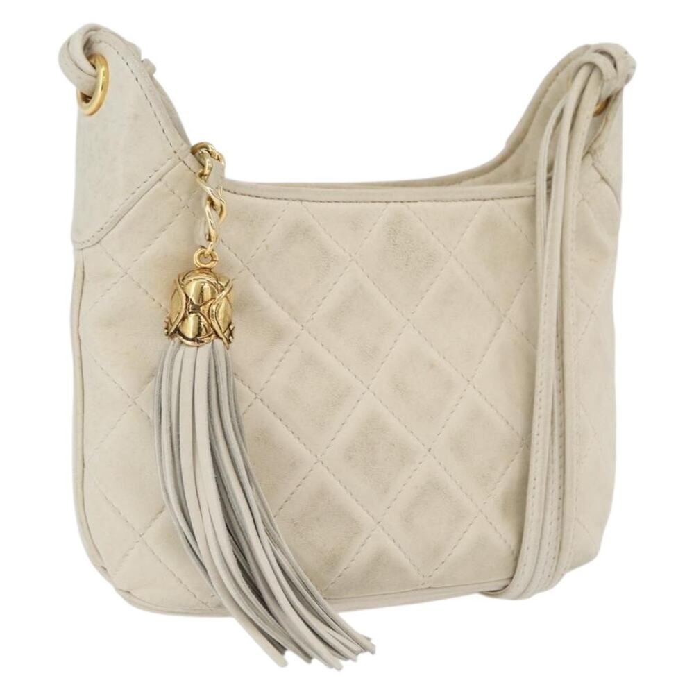 Chanel Matelasse Lambskin Shoulder Bag Ivory Gold CC White